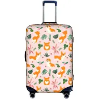 Markenlos Corgi-Muster Trolley Koffer Schutzhülle in kleiner Größe, Weiß/Gartenmotiv, Medium
