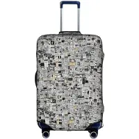 Markenlos Trolley Koffer Schutzhülle mit Zeitungsdruck, Hohe Elastizität, Weiß/Gartenmotiv, Größe M