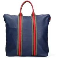 Gave Lux Konvertierbare Handtasche Rucksack Echtleder Schwarz Blau Black and Blue UNICA 43x38x12 cm