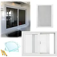 Markenlos Aluminium-Schiebefenster mit gehärtetem Glas und Fiberglas für Keller und Badezimmer, energieeffizienter Ersatz für das Zuhause, einschließlich Dehnschrauben, 94 x 40,6 cm