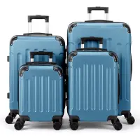 Alightup 4tlg. ABS Hartschalen Kofferset 16/20/24/28 Zoll, Trolley mit 4 Rollen und Tragegriff, Eckschutz, Teleskopgriff, Marineblau