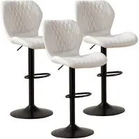 Sonstiges Barhocker mit Lehne, 360° drehbar, höhenverstellbar, PolyurethanKunstleder, Beige, 3 Stück