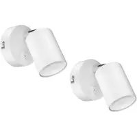 Ledscom.de 2x Wandspot WAIKA, einflammig, mit Schalter, GU10, weiß matt, inkl. 450lm LED GU10 Lampe, warm-weiß