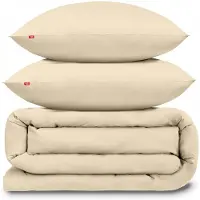 Softimi Bettwäsche-Set 160x200 cm 100% Baumwolle Warmbeige