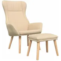 vidaXL Relaxsessel mit Hocker Creme Stoff