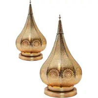 Marrakesch Orient & Mediterran Interior 2er-Set Tischlampen Kais mit E14-Fassung für stimmungsvolles Licht, Silber 38 cm
