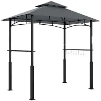 StarTech.com Grillpavillon - Gartenpavillon für Grill - 243x148x248 cm - Mit Beleuchtung und Gewürzregalen - Feuerfeste Metall-Kunststoff-Konstruktion - Schwarz