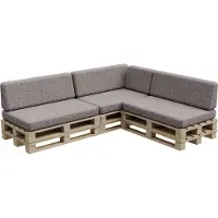 POOM Palettenkissen, Palletenpolster, Gartenkissen, PFBG (3X Set (120x80 + 120x35), Grau)