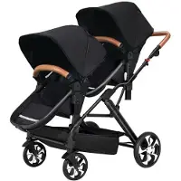 StarTech.com Doppelkinderwagen - Zwillingskinderwagen - Sitz- und Liegefunktion - Faltbar - Wendevorrichtung - Stoßdämpfung - Stahlrahmen - Schwarz