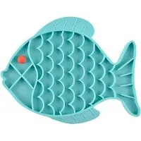 OEM Silikonisches Tierfutterbehälter - Anti-Klapp - Fischform - Für Hunde und Katzen (19 x 24.5cm, Blau)