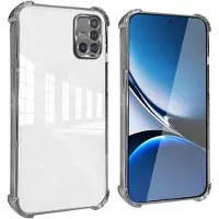 OEM Slimme TPU telefoonhoes - Transparant - Schokbestendig met versterkte hoeken - Zilver - Anti-vingerafdruk design.