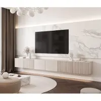 Idohome -Hängendes TV-Lowboard Kombination ANGEL 300 cm mit LED-Beleuchtung, modernes Design, viel Stauraum und elegante Wandmontage