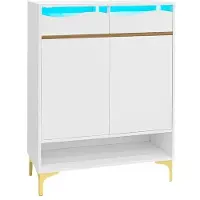 OEM LED-Schuhmöbel mit wechselbarer Beleuchtung, 2 Lademöglichkeiten und hoher Kastfuß, 80×35×105 cm, weiß