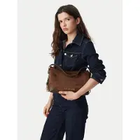 Love Moschino Love Schultertasche braun Velours Logo gold Zip