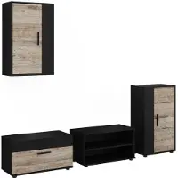 Vicco Wohnwand Berno Schwarz/Sandeiche 4-teiliges Set, Model 59223