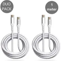 Grixx Ladekabel USB-C auf USB-C 1 m Power Delivery 60 W Weiß 2 Stück