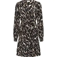 Kaffe Midikleid "Damen Kleid KAmille", Damen, Gr. 34, N-Gr, schwarz (schwarz, braun graphic animal), Obermaterial: 50% Viskose CV. 50% Viskose LENZING ECOVERO CV LenzEcov., Kleider Midikleid
