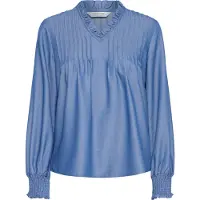B.young Langarmbluse "Damen Langarm BYXKAORU", Damen, Gr. 34, blau (mid blau denim), Obermaterial: 100% Lyocell CLY., Blusen Langarmbluse
