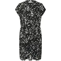 Kaffe Midikleid "Damen Kleid KAbeathe", Damen, Gr. 38, N-Gr, schwarz (schwarz, chalk graphic), Obermaterial: 100% Viskose LENZING ECOVERO CV LenzEcov., Kleider Midikleid