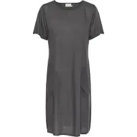 Kaffe Midikleid "Damen Kleid KAmilia", Damen, Gr. 34, N-Gr, schwarz (schwarz oyster), Obermaterial: 70% Viskose CV. 30% Leinen LI., Kleider Midikleid