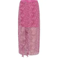 St. Tropez Midirock SAINT TROPEZ "Damen Rock RachilSZ", Damen, Gr. L, lila (raspberry rose camouflage), Obermaterial: 100% Polyester Pol. recyc.., Röcke Midirock