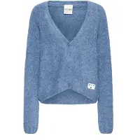 Ichi Strickjacke "Damen Langarm IHBLARISA", Damen, Gr. L, blau (blau yonder), Obermaterial: 63% Polyacryl PAN. 26% Nylon NY. 10% Wolle mw. 1% Elasthan EL., Strickjacken Strickjacke