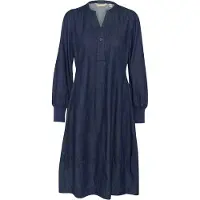 Culture Midikleid "Damen Casual CUALLURA", Damen, Gr. L, N-Gr, blau (rinse wash), Obermaterial: 90% Baumwolle CO. 10% Lyocell CLY., Kleider Midikleid