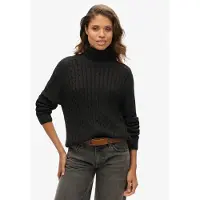 Superdry für Damen. W6110614A Kabel Rollbrücke grau (L), Schwarz, Lässig, Baumwolle