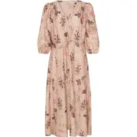 Fransa Midikleid "Damen Fest FRSERENA", Damen, Gr. M, N-Gr, beige (serena floral pumicestone), Obermaterial: 85% Viskose CV. 15% Nylon NY., Kleider Midikleid