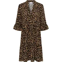 St. Tropez Midikleid SAINT TROPEZ "Damen Kleid EdaSZ", Damen, Gr. M, N-Gr, braun (tiger's eye spotty leopard), Obermaterial: 100% Viskose LENZING ECOVERO CV LenzEcov., Kleider Midikleid