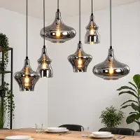 ZMH Hängelampe Esstisch 6 Flammig Pendelleuchte Wohnzimmer 104cm E27 Vintage Küchenlampe Hängend Glas Hängeleuchte Höhenverstellbar Esszimmerlampe