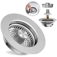 OEM 3-in-1-Afvoerfilter aus Edelstahl - Antivertoppingsmand - Gootsteenfilter - Für Tiefen > 40 mm geeignet - Edelstahl-Spoelbakbörse 75-86 mm