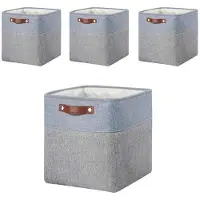 OEM Stapelbare Opbergboxen Set aus 4 - 33x38x33 cm - Grau-Blau - Stoff - Handgriffe