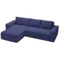GRAINGOLD Ecksofa L-Form Tazones Links - Ecksofa mit Schlaffunktion, Bettkasten - Moderne Ecksofa, Wohnzimmer Sofa - Eckcouch Blau (Komodo 50)