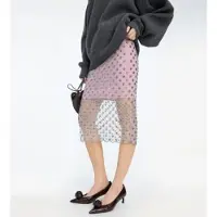 ROTATE für Damen. 1166862782 Mulani rosa Pailletten-Midirock Mulani rosa (38), Lässig, Party, Recyceltes Polyester