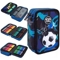 CoolPack Geräumiges Schulstiftetui Mit 3 Fächern Und Schulzubehör – Football Navy