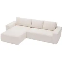 GRAINGOLD Ecksofa L-Form Tazones Links - Ecksofa mit Schlaffunktion, Bettkasten - Moderne Ecksofa, Wohnzimmer Sofa - Eckcouch Creme (Komodo 10)