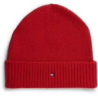 Tommy Hilfiger Strickmütze "TH FLAG PIMA COTTON BEANIE" Beanie mit Logostickerei, mit Kaschmiranteil Unisex