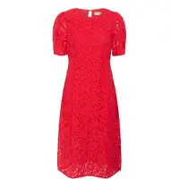 Cream Midikleid "Damen Kleid CREbana", Damen, Gr. 34, N-Gr, rot (high risk rot), Obermaterial: 60% Polyester PES. 40% Baumwolle CO., Kleider Midikleid