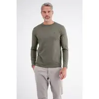 Lerros Langarmshirt "Leichtes Baumwoll-Longsleeve-Shirt mit bequemem Rundkragen", Herren, Gr. XXL, grün (nordic olive), 100% Baumwolle, Rundhals, Shirts Langarmshirt