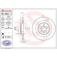 Brembo Bremsscheibe 08.D883.11, hinten, voll, hochkarbonisiert, 1 Stück