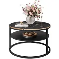 Lookway COUCHTISCH COREIL MARMUR mit Ablage Schwarz / Schwarz Grigia pietra