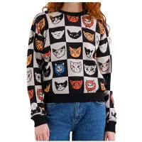 DEDICATED - Women's Sweater Arendal Cat Bingo - Pullover Gr M grau