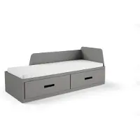 Masseno Kinderbett MILANA 80X200 cm mit Schublade, Rausfallschutz, Einzelbett für Mädchen und Jungs,Anthrazit