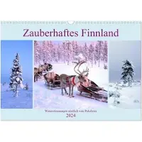 CALVENDO Zauberhaftes Finnland (Wandkalender 2024 DIN A3 quer), Monatskalender: Winterstimmungen in Finnland nördlich vom Polarkreis (Natur)