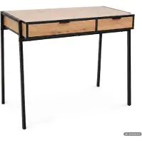 Akord Computerschreibtisch im Industrial-Stil Craft Eiche ZENTIA 100 cm 2 Schubladen Schwarze Beine