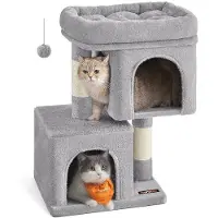 BellaFurn Kratzbaum für Katzen – Sisal und Plüsch – Kippschutz – Hellgrau – 40 x 30 x 67 cm