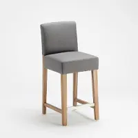 AHD Amazing Home Design Holzbar und Küchenhocker aus 63cm Höhe Design Comfort L - Shabby Grau