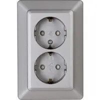 Kopp 927720003 HK02 - Schutzkontakt-Steckdose, 2-fach, Komplettgerät, Farbe: stahl