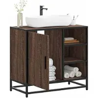 vidaXL Waschbeckenunterschrank Braun Eichen-Optik 65x33x60 cm